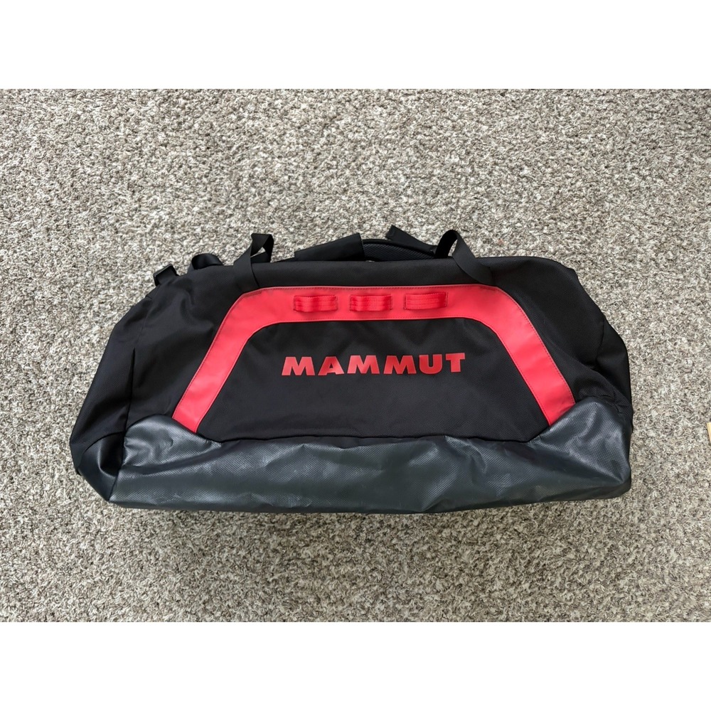 Mammut Cargon 110L Duffle Bag Backpack Black Red Hiking Outdoors